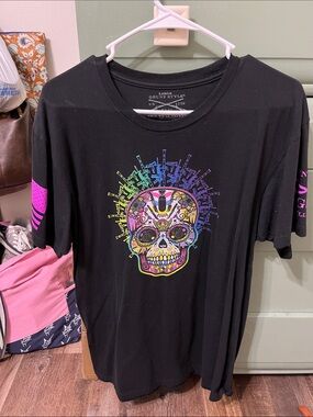 Grunt Style Black Tee with Multicolored Logo Print